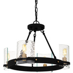 Gloucester Chandelier - Matte Black / Clear Hammered