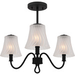 McKinney Semi Flush Ceiling Light - Matte Black / Etched Swirl