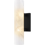 Curran Wall Sconce - Matte Black / Clear Ribbed