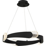 Saffron Pendant - Matte Black / Clear Textured Glass