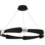 Saffron Pendant - Matte Black / Clear Textured Glass