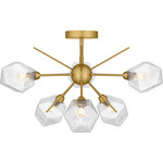 Salvador Semi Flush Ceiling Light - Brushed Gold / Clear