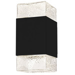 Saxton Outdoor Wall Light - Matte Black / Clear Textured Glass