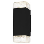 Saxton Outdoor Wall Light - Matte Black / Clear Textured Glass