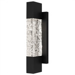 Solace Outdoor Wall Sconce - Matte Black / Clear Textured Glass