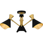 Arden Semi Flush Ceiling Light - Matte Black / Gold