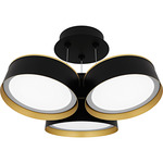 Byrnes Semi Flush Ceiling Light - Matte Black / Gold