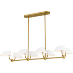 Penley Linear Chandelier - Brushed Gold / White