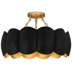 Santana Semi Flush Ceiling Light - Gold / Matte Black