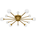 Combe Semi Flush Ceiling Light - Brushed Gold / Clear / White