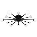 Combe Semi Flush Ceiling Light - Matte Black / Clear / White