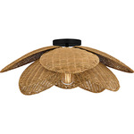 Willa Semi Flush Ceiling Light - Matte Black / Rattan