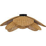 Willa Semi Flush Ceiling Light - Matte Black / Rattan