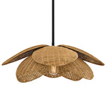 Willa Pendant - Matte Black / Rattan
