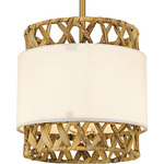 Kate Mini Pendant - Brushed Gold / White Linen