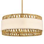 Kate Pendant - Brushed Gold / White Linen