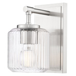 Landon Wall Sconce - Brushed Nickel / Clear Ribbed