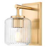 Landon Wall Sconce - Modern Gold / Clear Ribbed