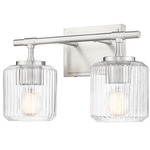 Landon Bathroom Vanity Light - Brushed Nickel / Clear Ribbed