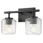 Landon Bathroom Vanity Light - Matte Black / Clear Ribbed