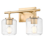 Landon Bathroom Vanity Light - Modern Gold / Clear Ribbed