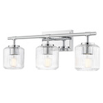 Landon Bathroom Vanity Light - Chrome / Clear Ribbed
