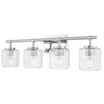 Landon Bathroom Vanity Light - Chrome / Clear Ribbed