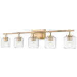 Landon Bathroom Vanity Light - Modern Gold / Clear Ribbed