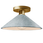 Radiance Flare Semi Flush Ceiling Light - Brushed Brass / Textured Faux Concrete