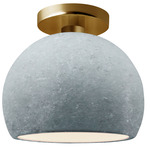 Radiance Globe Semi-Flush Ceiling Light - Brushed Brass / Textured Faux Concrete