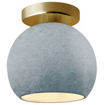 Radiance Globe Semi-Flush Ceiling Light - Brushed Brass / Textured Faux Concrete