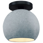 Radiance Globe Semi-Flush Ceiling Light - Matte Black / Textured Faux Concrete