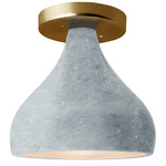 Radiance Droplet Semi Flush Ceiling Light - Brushed Brass / Textured Faux Concrete