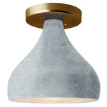 Radiance Droplet Semi Flush Ceiling Light - Brushed Brass / Textured Faux Concrete