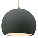 Radiance Globe Pendant - Antique Brass / Pewter Green