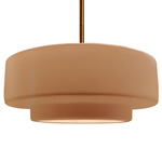 Radiance Tier Stem Pendant - Brushed Brass / Adobe