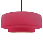 Radiance Tier Stem Pendant - Brushed Nickel / Cerise