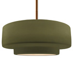 Radiance Tier Stem Pendant - Brushed Brass / Matte Green