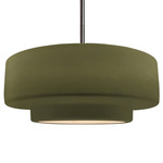 Radiance Tier Stem Pendant - Brushed Nickel / Matte Green