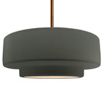 Radiance Tier Stem Pendant - Brushed Brass / Pewter Green