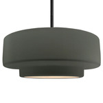 Radiance Tier Stem Pendant - Matte Black / Pewter Green