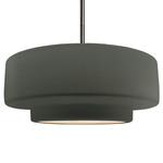 Radiance Tier Stem Pendant - Brushed Nickel / Pewter Green