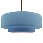 Radiance Tier Stem Pendant - Brushed Brass / Sky Blue