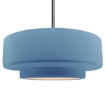 Radiance Tier Stem Pendant - Brushed Nickel / Sky Blue