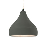Radiance Droplet Pendant - Matte Black / Pewter Green
