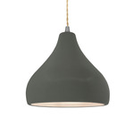 Radiance Droplet Pendant - Brushed Nickel / Pewter Green