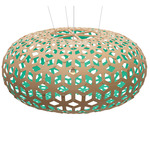 Snowflake Pendant - White / Bamboo Exterior / Aqua Interior