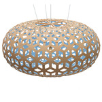Snowflake Pendant - White / Bamboo Exterior / Blue Interior