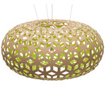 Snowflake Pendant - White / Bamboo Exterior / Lime Interior