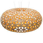 Snowflake Pendant - White / Bamboo Exterior / Orange Interior